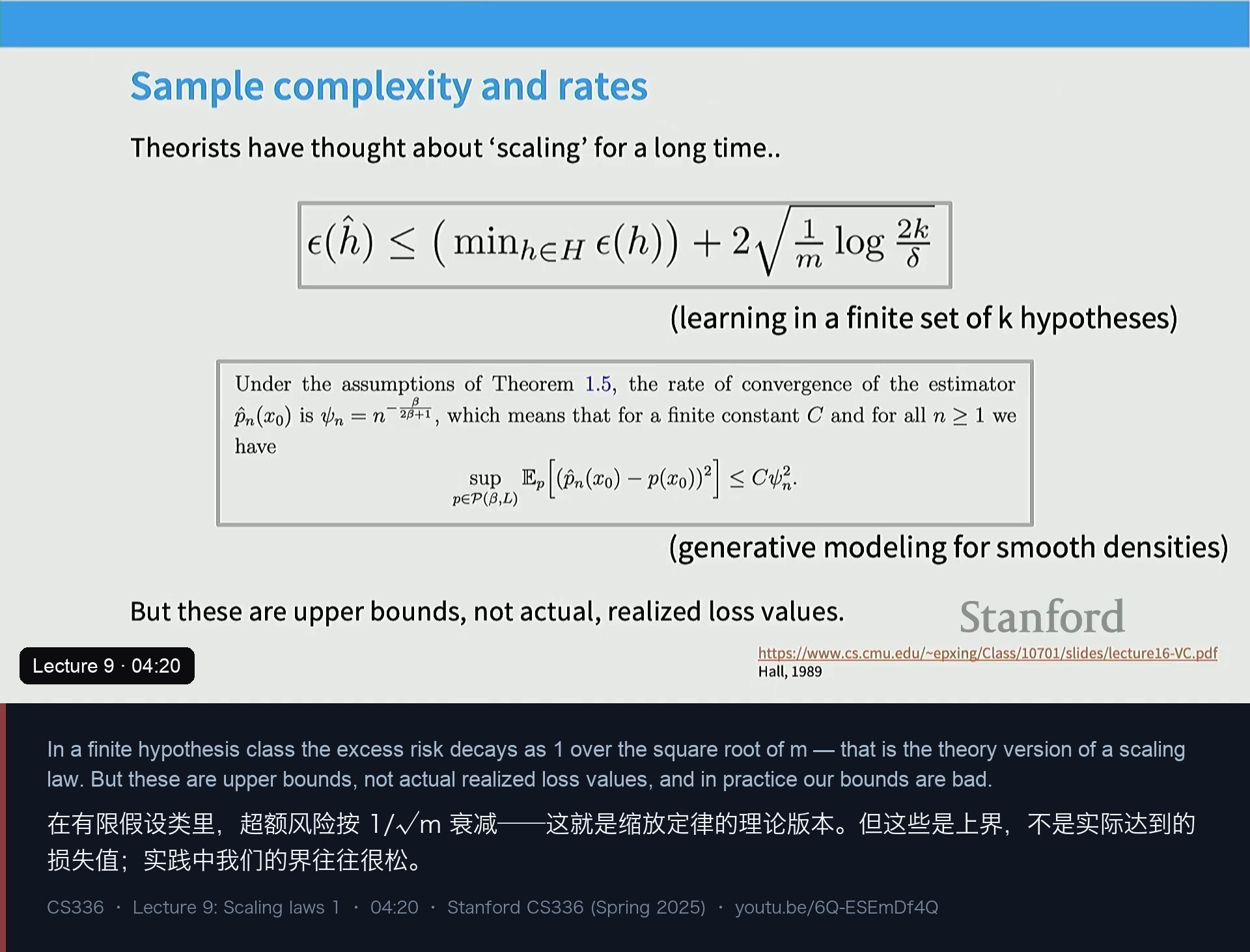 图 2｜有限假设类的 1/√m 与非参数密度的 n^(−β/(2β+1))：理论早就给出了“缩放定律”的雏形