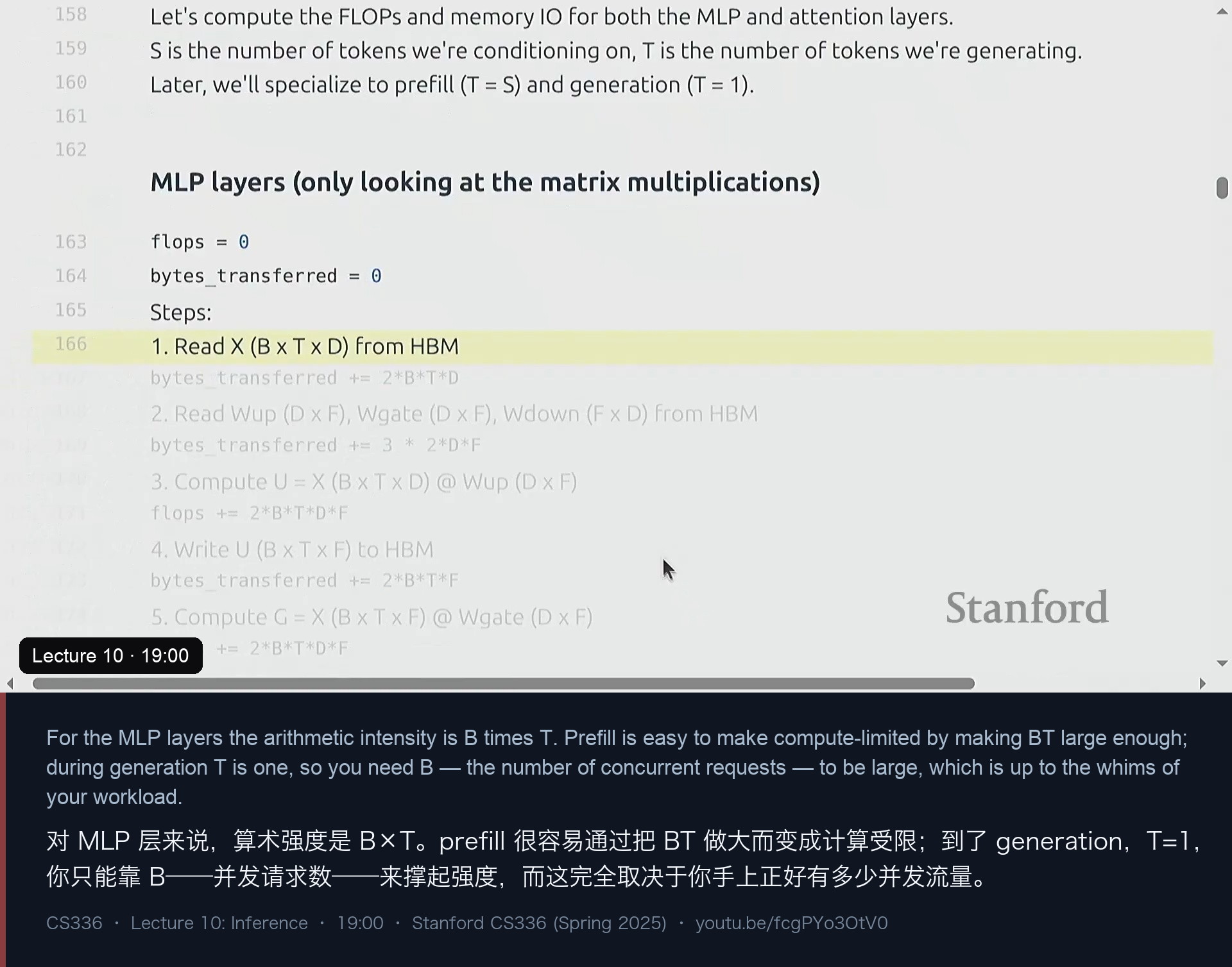 图 5｜MLP 层：算术强度 = B·T