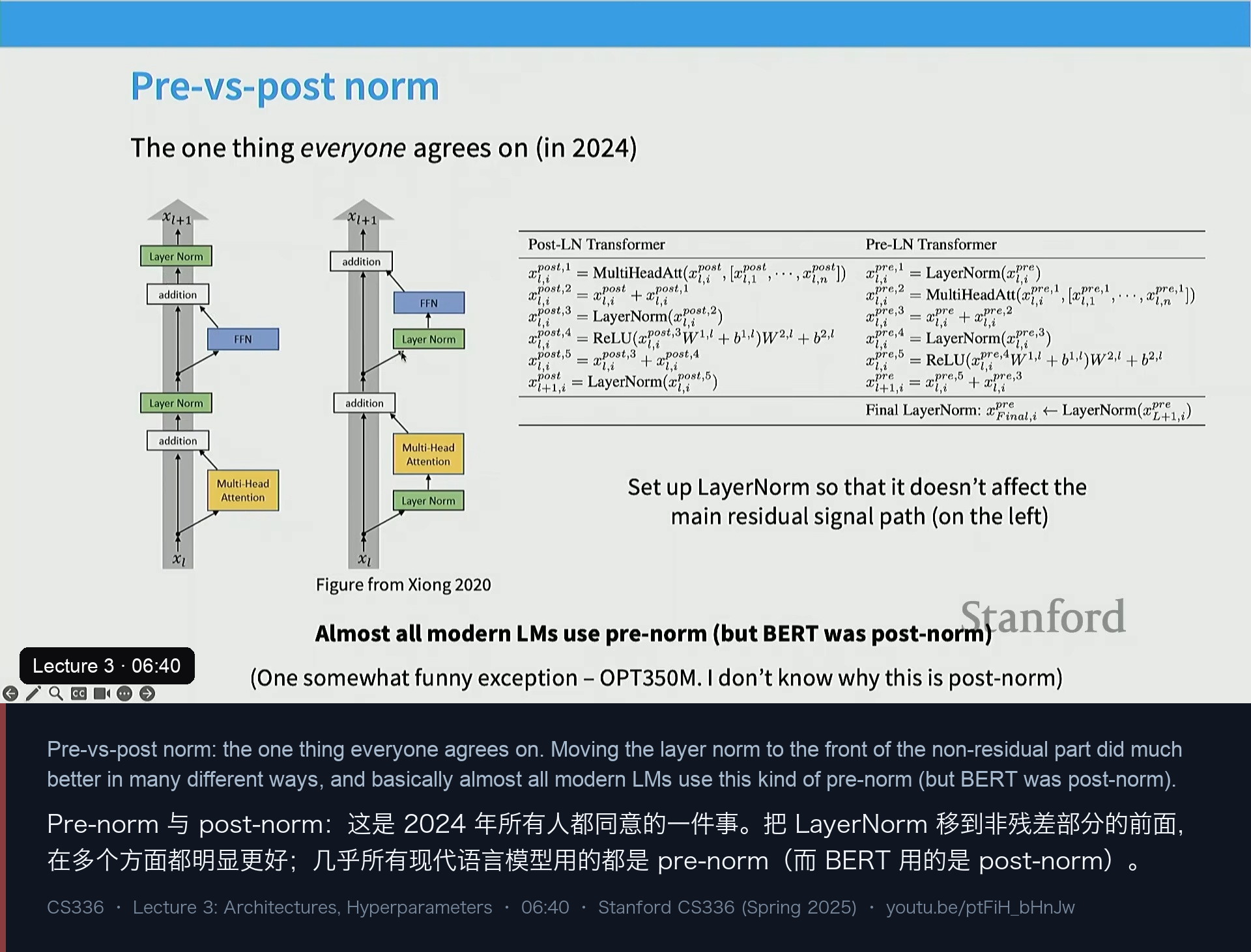 图 3｜pre-norm 与 post-norm：2024 年唯一没有争议的一件事