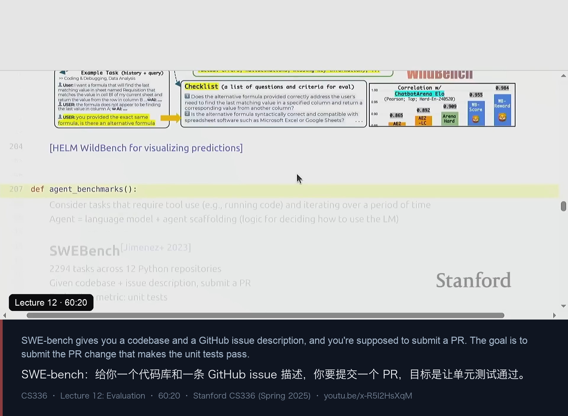 图 11｜SWE-bench：给代码库 + issue，要求提交一个能让单元测试通过的 PR